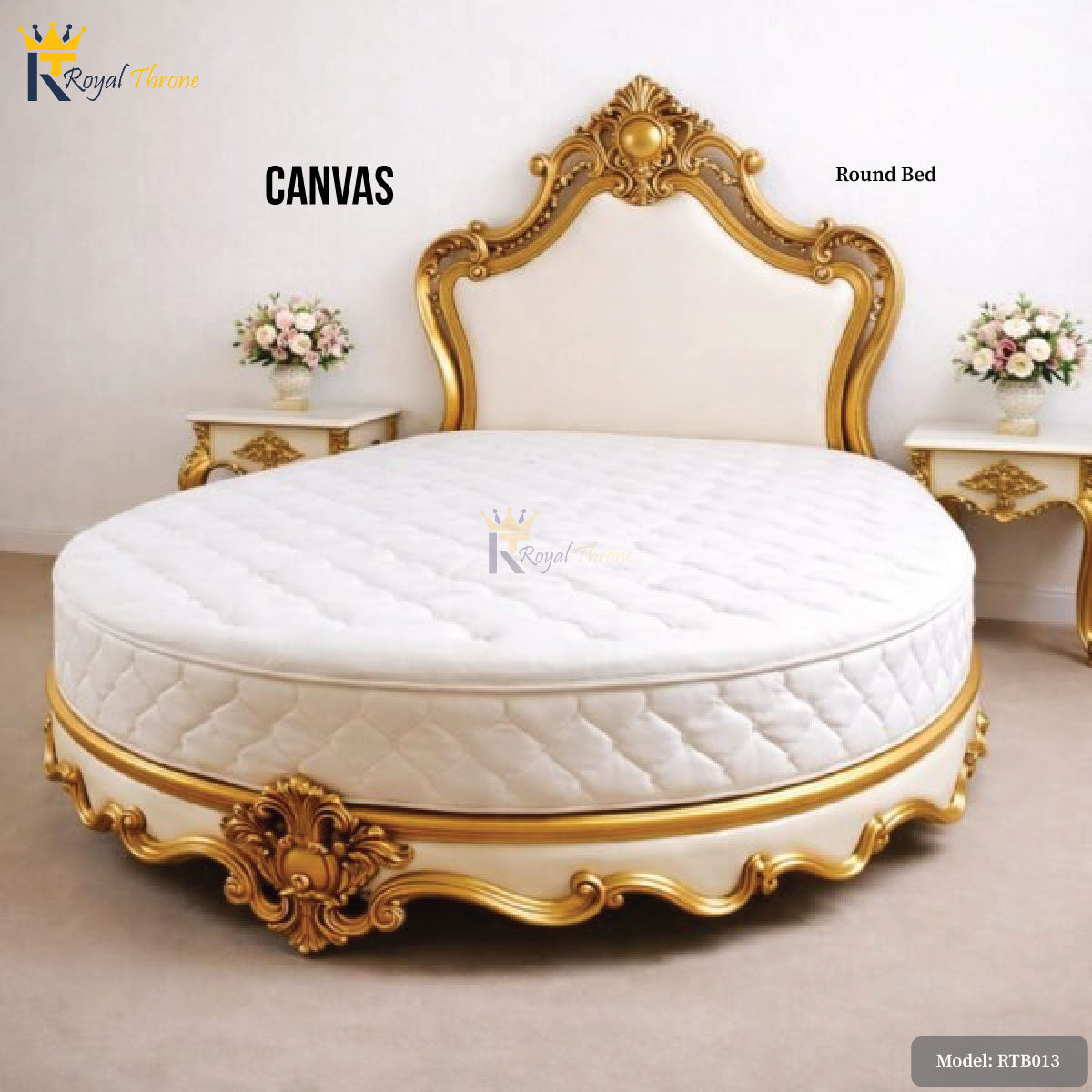 Canvas- Wooden Round Bed | RTB013