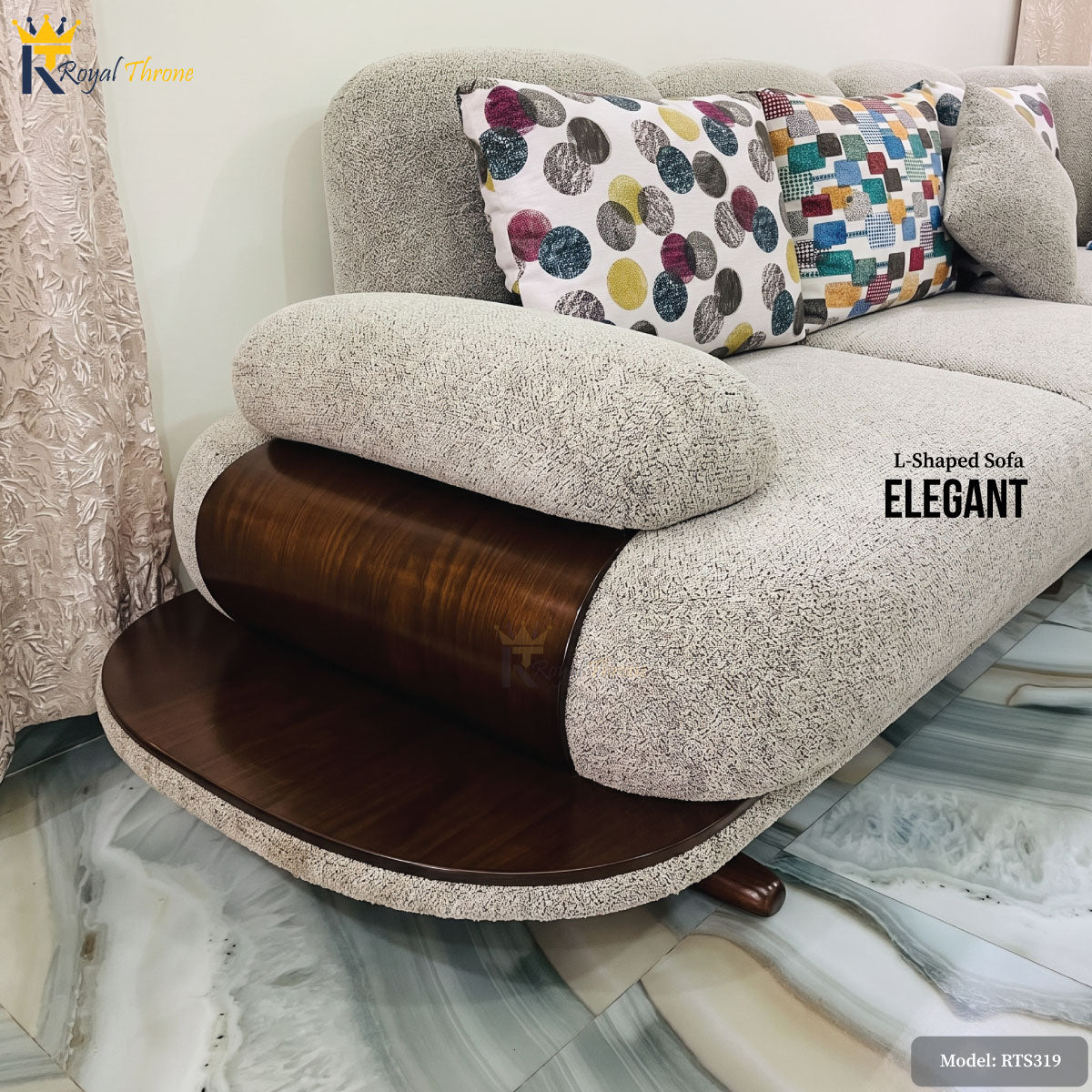 Elegant- L-shaped Wooden Sofa | RTS319 Secondary image