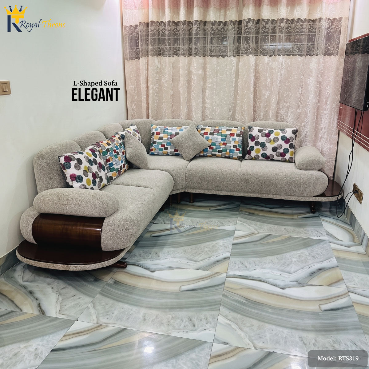 Elegant- L-shaped Wooden Sofa | RTS319 Main image