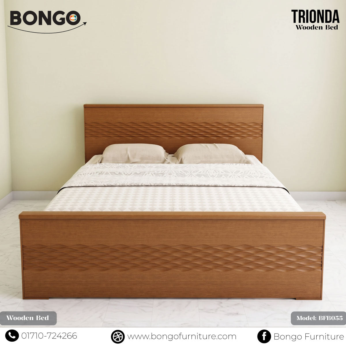 Trionda - Wooden Bed | BFB055 (Queen Size Bed) Main image